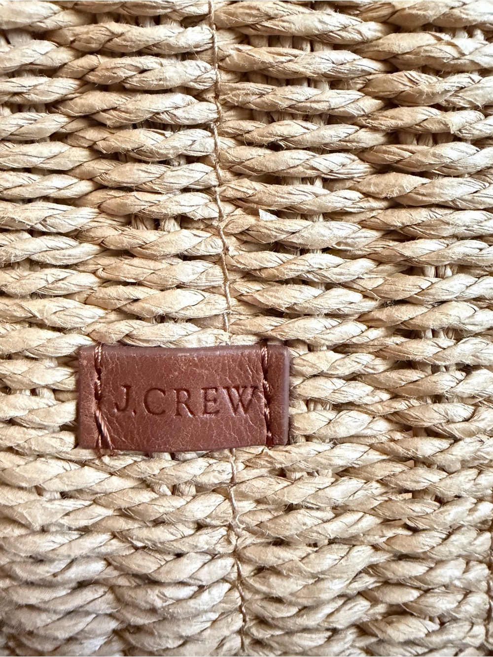 J. Crew Natural Straw Tote with Brown Leather Handles - Picture 4 of 10